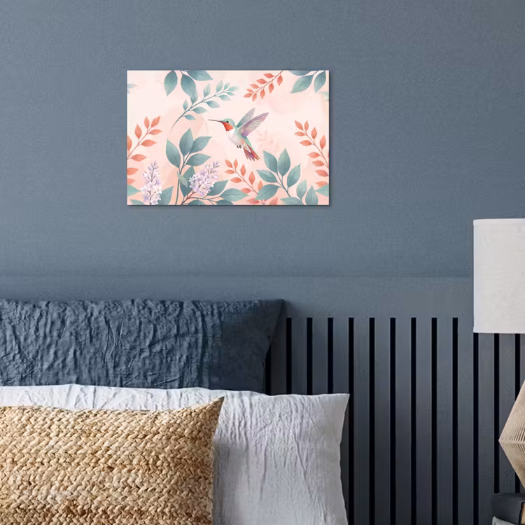 Kolibrie - Vliegen - Natuur - Illustratie - Kleurrijk poster papier klein -sfeer2