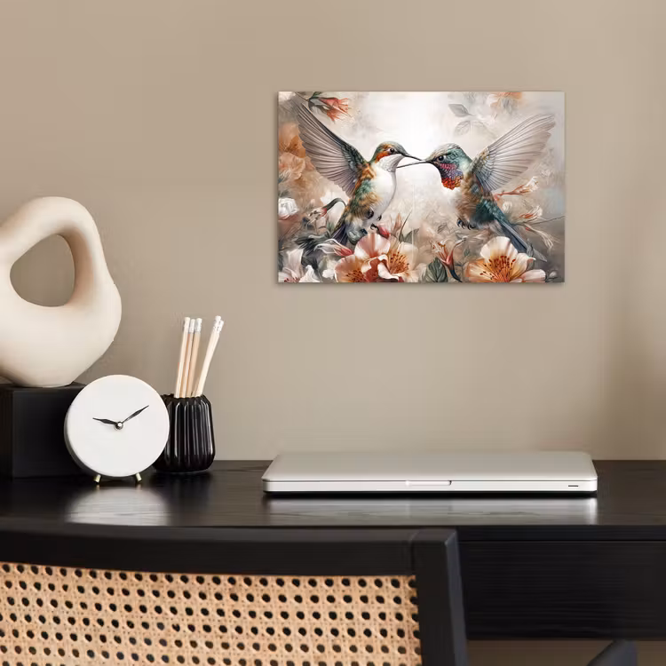 Kolibrie - Vogels - Bloemen - Natuur poster papier klein -sfeer1