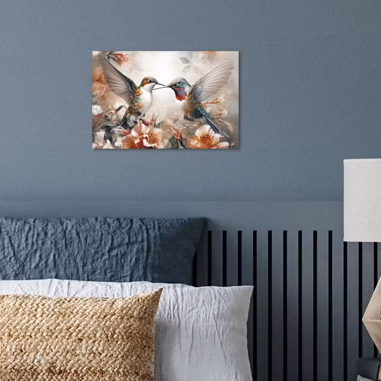 Kolibrie - Vogels - Bloemen - Natuur poster papier klein -sfeer2