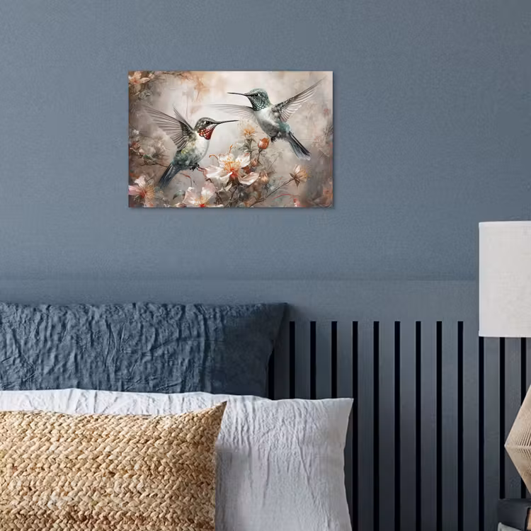Kolibrie - Vogels - Bloemen - Planten poster papier klein -sfeer2