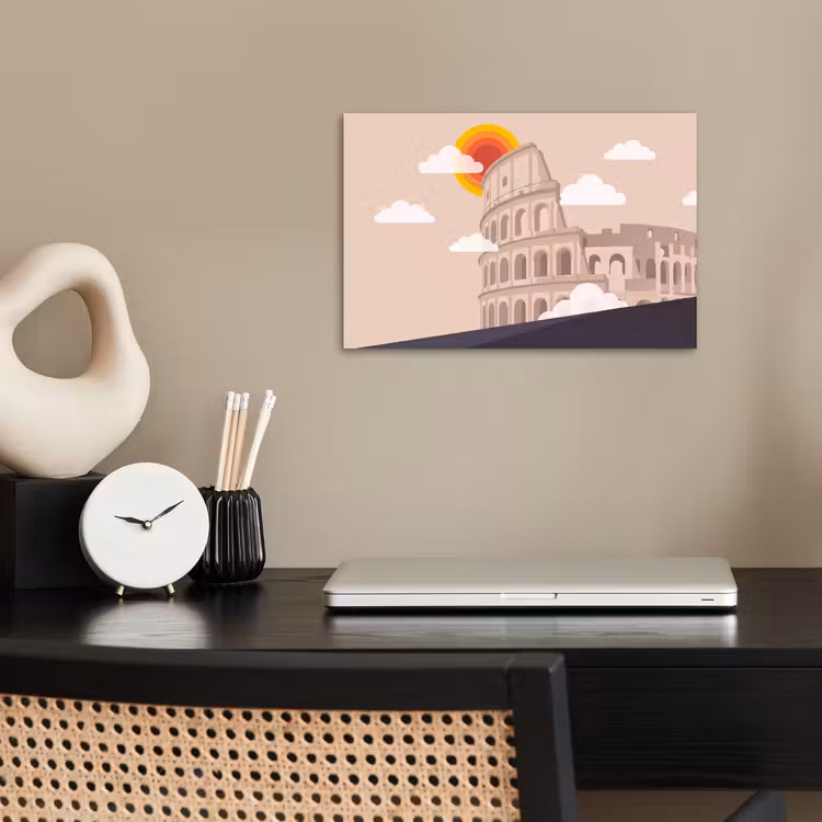 Colosseum - Zonsopgang - Rome - Architectuur - Beige poster papier klein -sfeer1