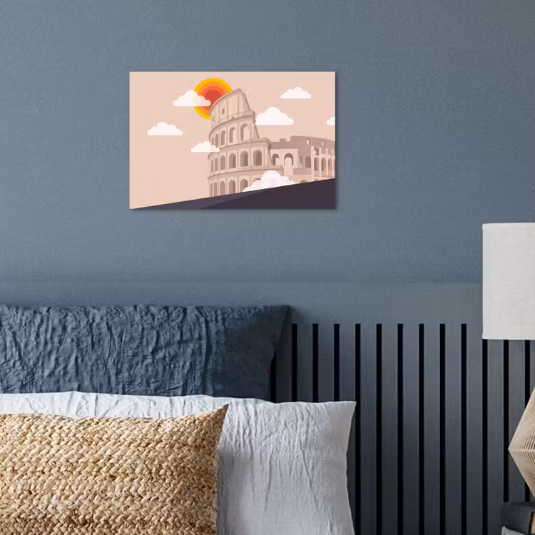 Colosseum - Zonsopgang - Rome - Architectuur - Beige poster papier klein -sfeer2