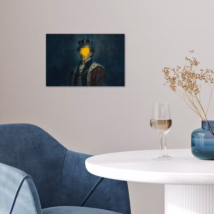 Koning - Portret - Druipende gele verf poster papier klein -sfeer3