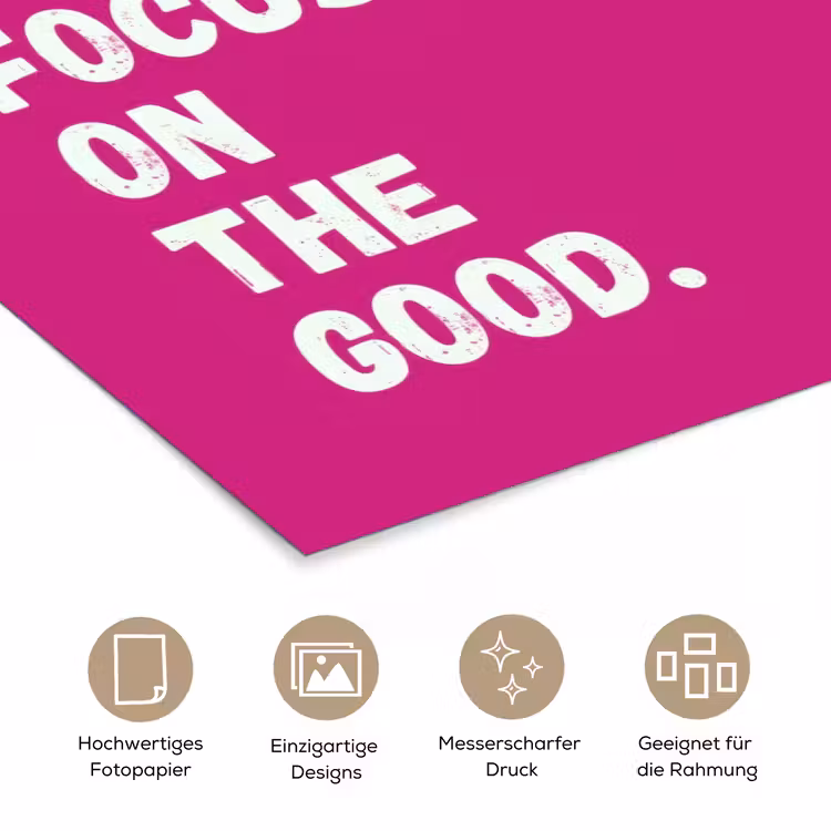 Focus on the good - Roze - Simple poster papier klein -tcloseup_DE