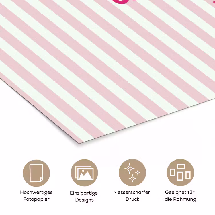 Focus on the good - Strepen - Roze - Smiley poster papier klein -tcloseup_DE