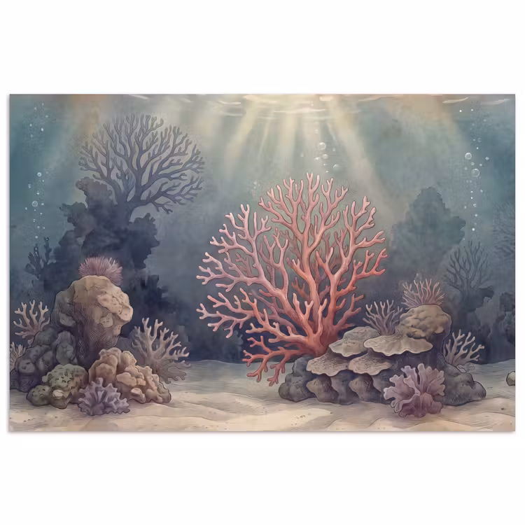 Koraal - Onderwater - Natuur - Roze poster papier klein -3d
