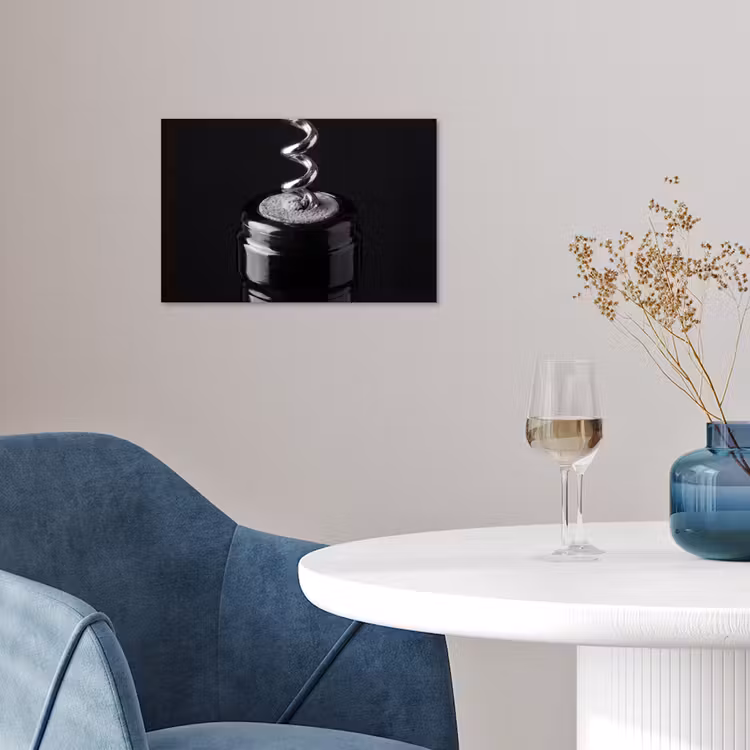 Kurkentrekker - Wijn - Zwart - Wit poster papier klein -sfeer3