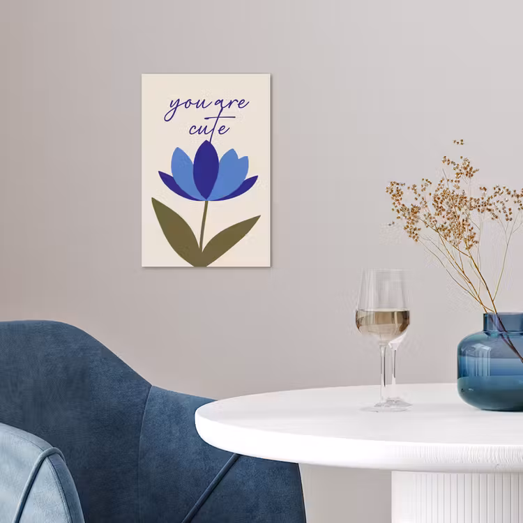Korenbloem - Valentijn - Bloem - Blauw poster papier klein -sfeer3