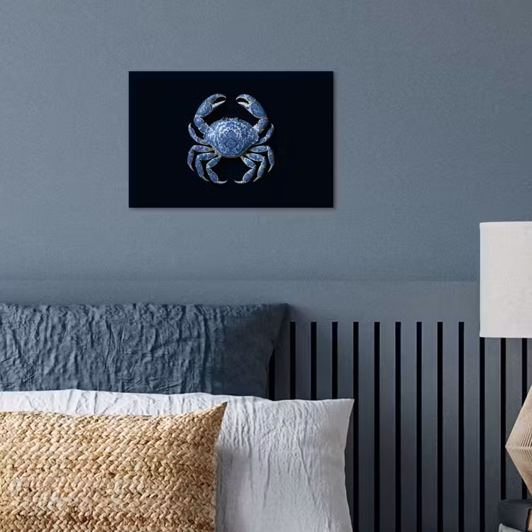 Krab - Delfts blauw - Dieren poster papier klein -sfeer2