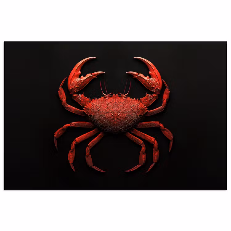 Krab - Rood - Vissen - Schaaldieren poster papier klein -3d
