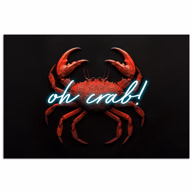 Krab - Rood - Neon - Quote poster papier klein -3d