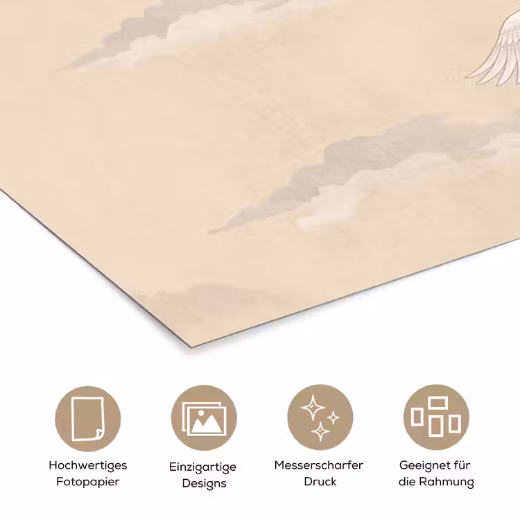 Kraanvogels - Bloesem - Beige poster papier klein -tcloseup_DE