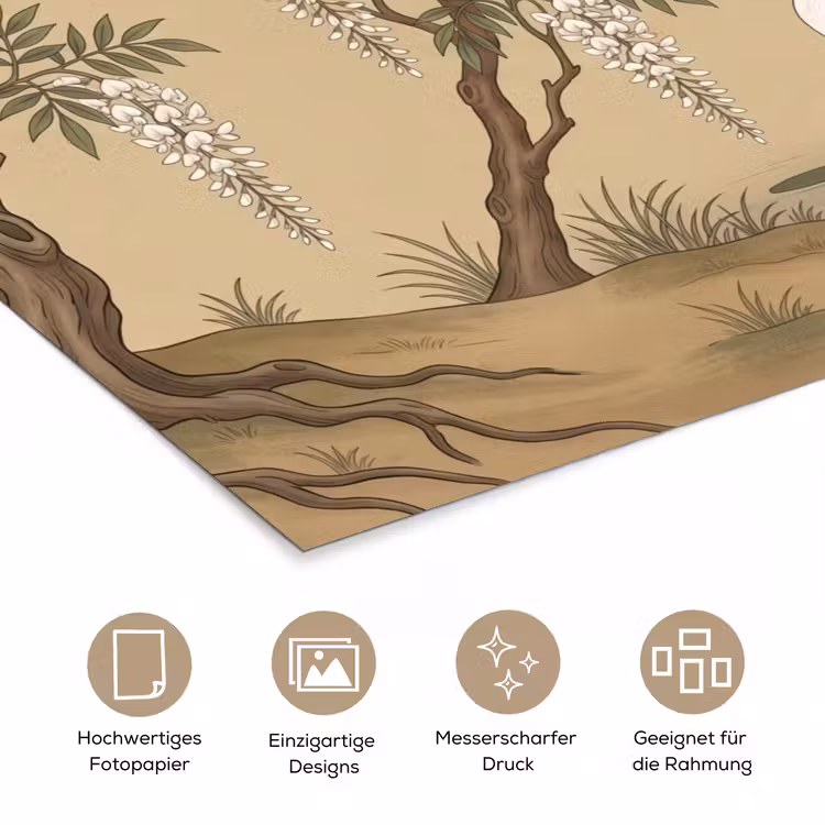 Kraanvogels - Water - Beige poster papier klein -tcloseup_DE
