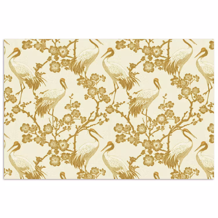 Kraanvogels - Kersenbloesem - Goud poster papier klein 62 -3d