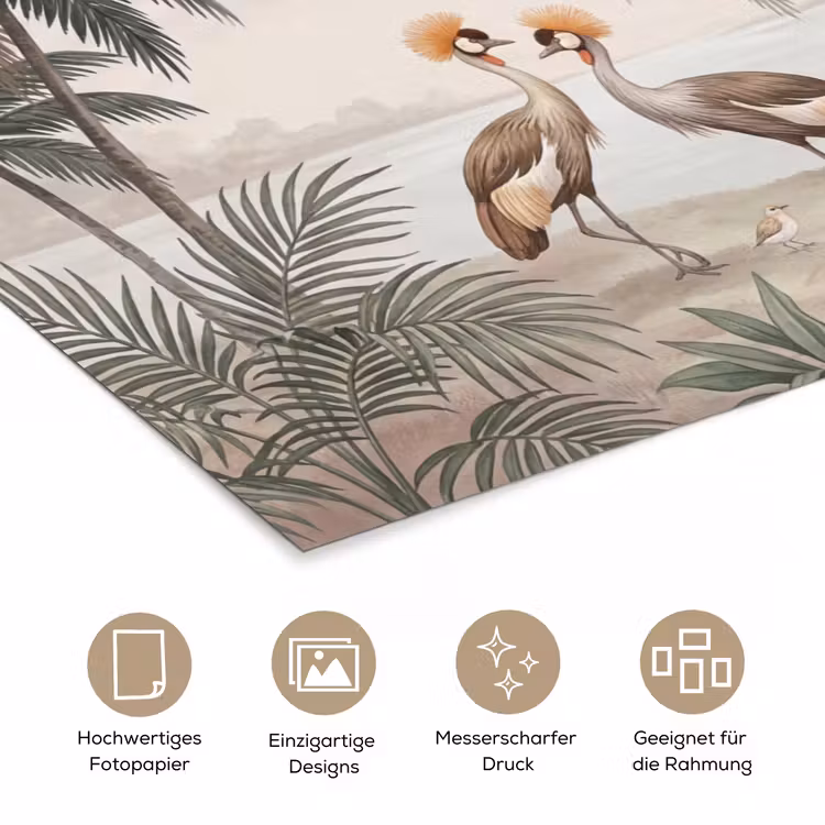 Kraanvogels - Palmbomen - Tropisch poster papier klein -tcloseup_DE
