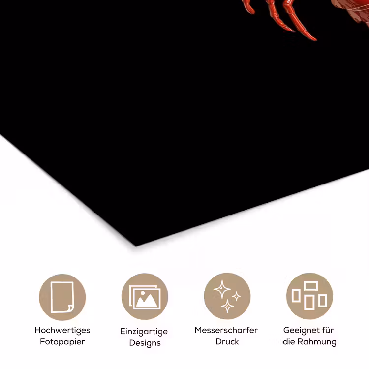Kreeft - Glossier Rood - Zwart poster papier klein -tcloseup_DE