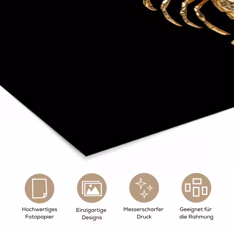 Kreeft - Goud - Textuur - Zwart poster papier klein -tcloseup_DE