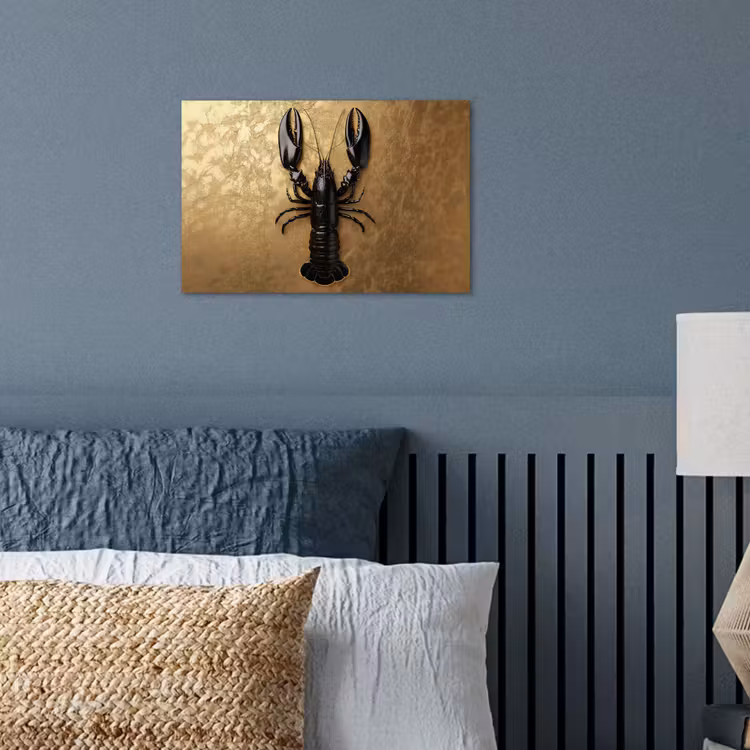 Kreeft - Zwart - Goud - Luxe poster papier klein -sfeer2
