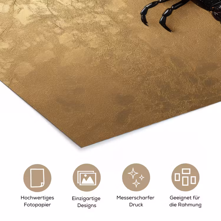 Kreeft - Zwart - Goud - Luxe poster papier klein -tcloseup_DE