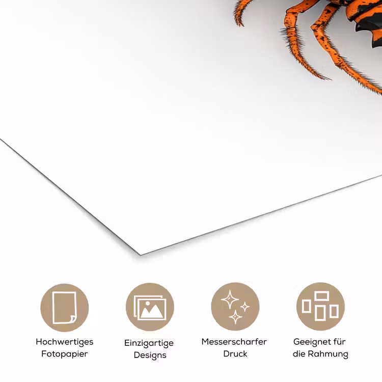 Kreeft - Zwart - Oranje - Wit - Uniek poster papier klein -tcloseup_DE