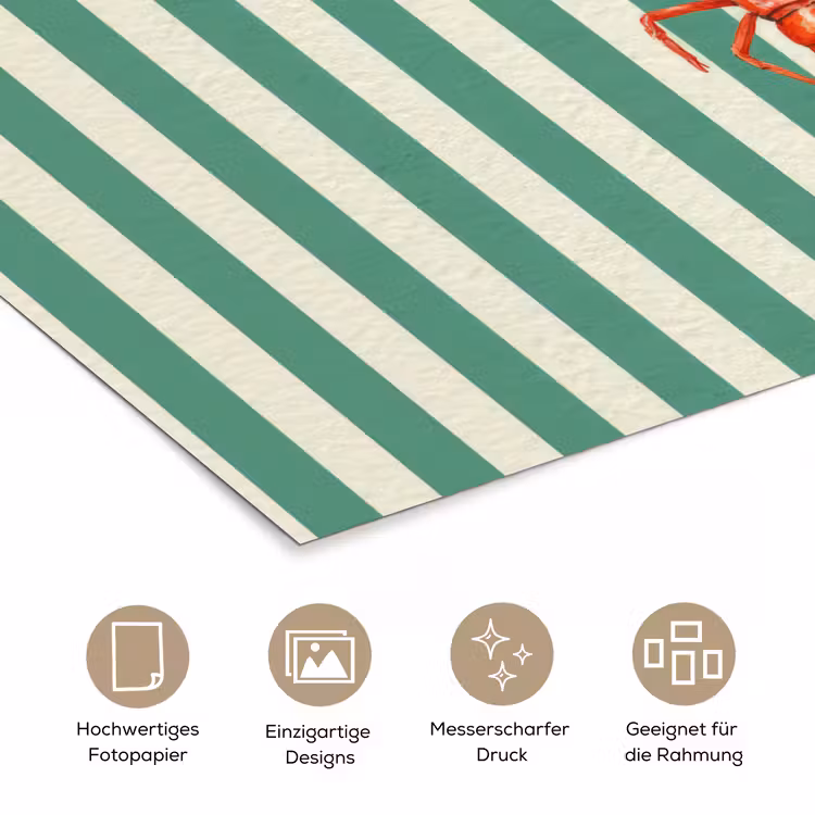Kreeft - Strepen - Realistisch - Zomers poster papier klein -tcloseup_DE