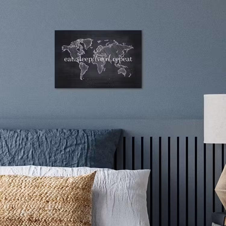 Krijt - Zwart - Quote - Wereldkaart poster papier klein -sfeer2