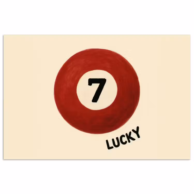Cirkel - Zeven - Lucky - Rood poster papier klein -3d