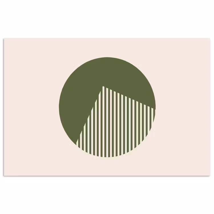 Cirkel - Strepen - Geometrisch - Abstract - Groen poster papier klein -3d