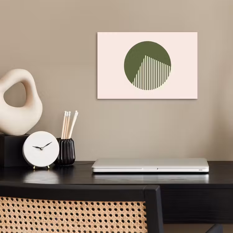 Cirkel - Strepen - Geometrisch - Abstract - Groen poster papier klein -sfeer1