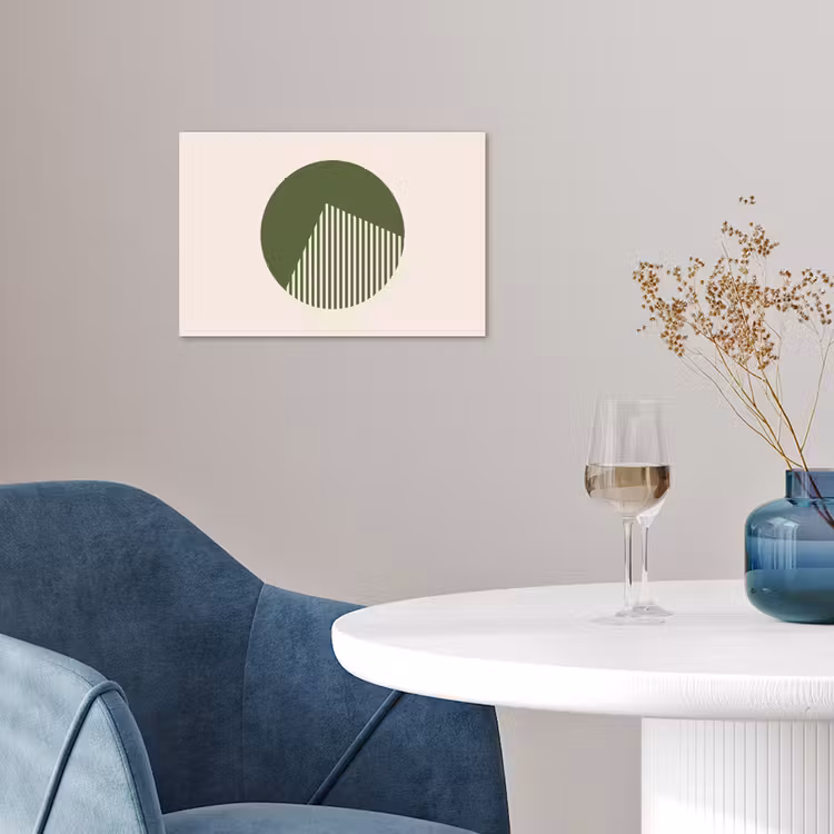 Cirkel - Strepen - Geometrisch - Abstract - Groen poster papier klein -sfeer3