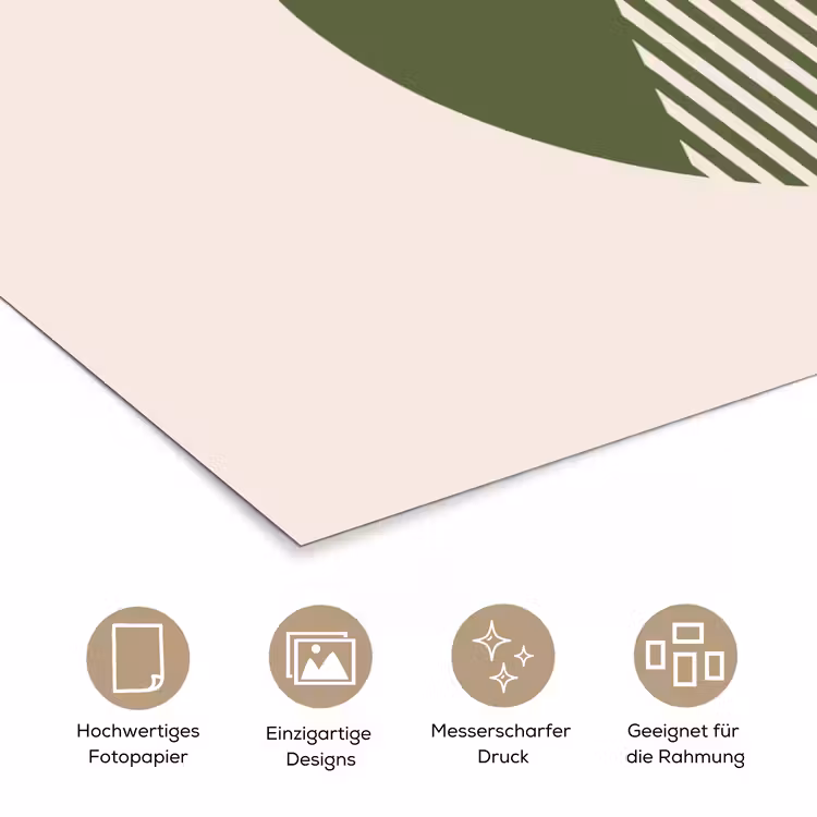 Cirkel - Strepen - Geometrisch - Abstract - Groen poster papier klein -tcloseup_DE