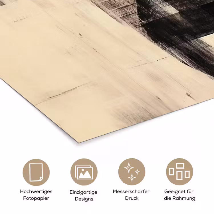 Cirkels - Balken - Zwart - Abstract poster papier klein -tcloseup_DE