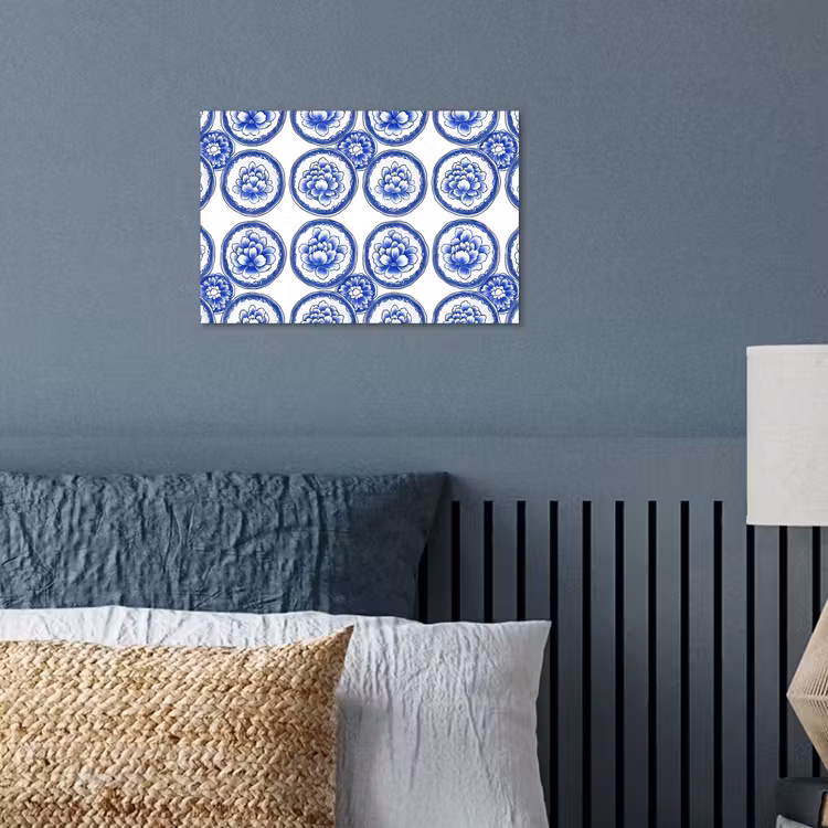 Cirkels - Bloemen - Blauw poster papier klein 62 -sfeer2