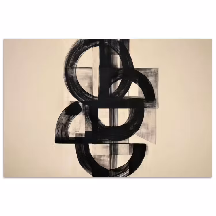 Cirkels - Lijnen - Vormen - Zwart poster papier klein -3d