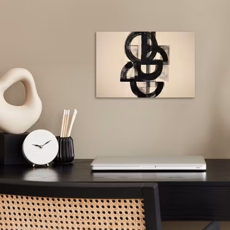 Cirkels - Lijnen - Vormen - Zwart poster papier klein -sfeer1
