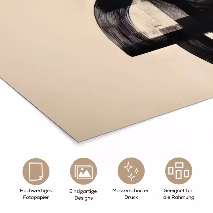 Cirkels - Lijnen - Vormen - Zwart poster papier klein -tcloseup_DE
