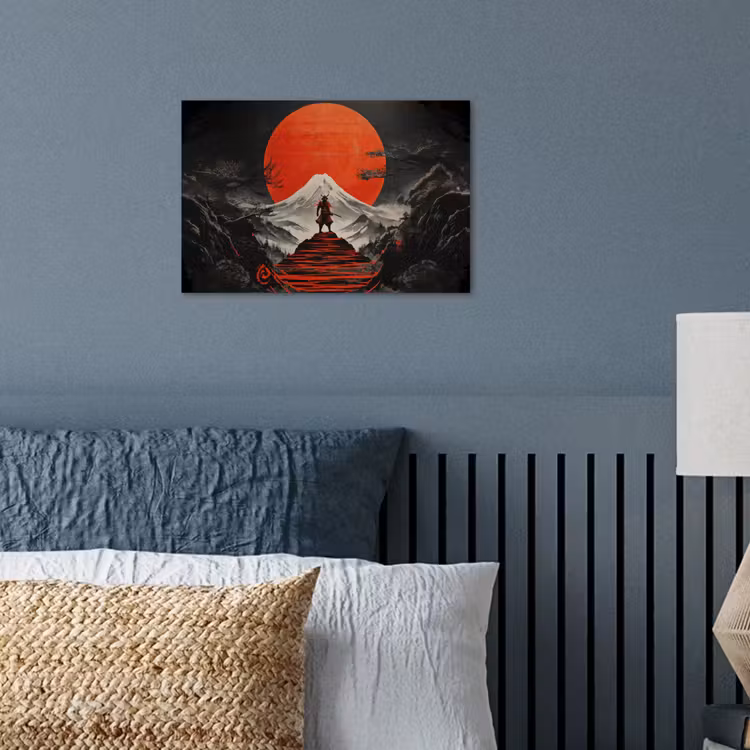 Krijger - Rode trappen - Zon - Berg poster papier klein -sfeer2