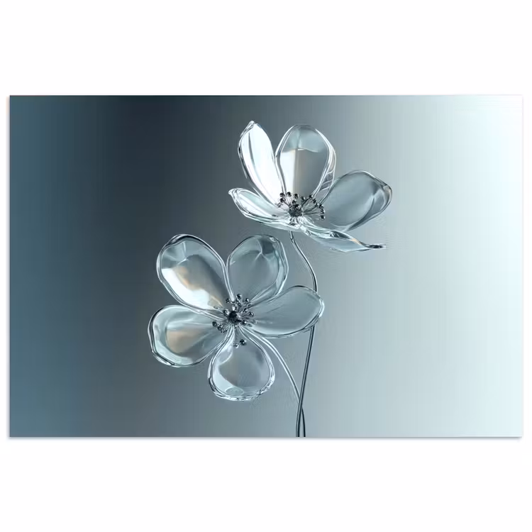 Kristal - Bloemen - Grijs poster papier klein -3d