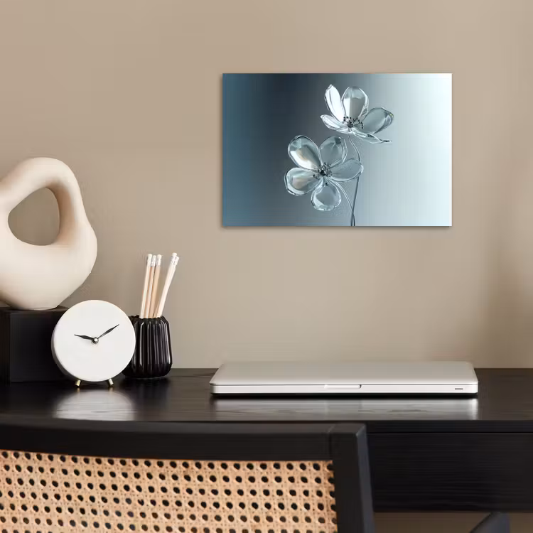 Kristal - Bloemen - Grijs poster papier klein -sfeer1