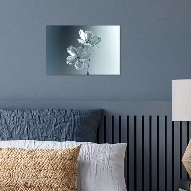 Kristal - Bloemen - Grijs poster papier klein -sfeer2