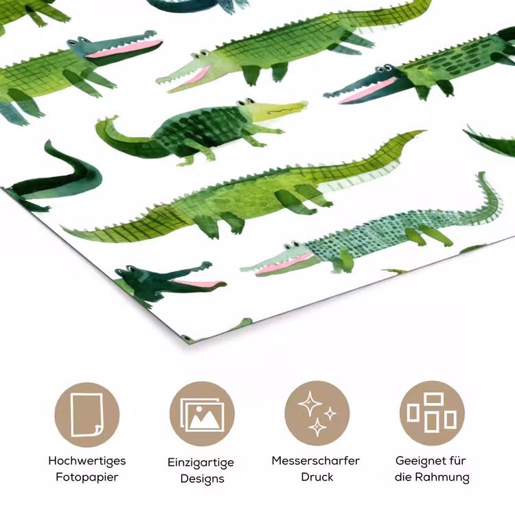 krokodillen - Speels - Groen poster papier klein 62 -tcloseup_DE
