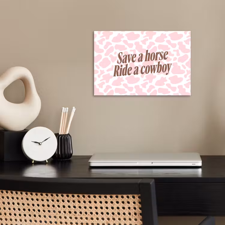 Koeienprint - Roze - Cowboy - Horse poster papier klein -sfeer1