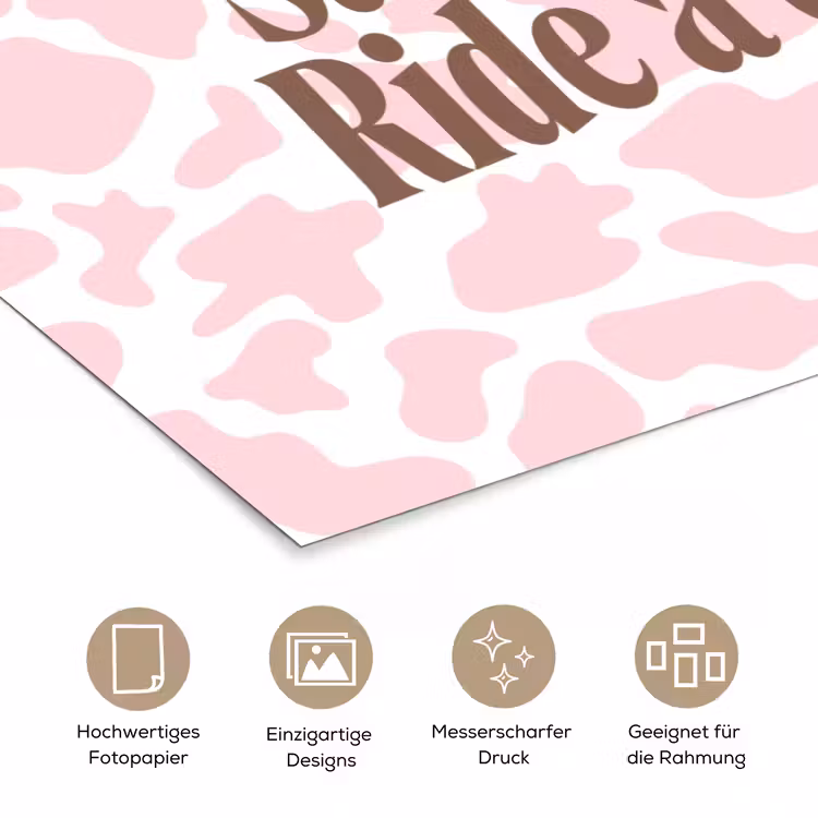 Koeienprint - Roze - Cowboy - Horse poster papier klein -tcloseup_DE