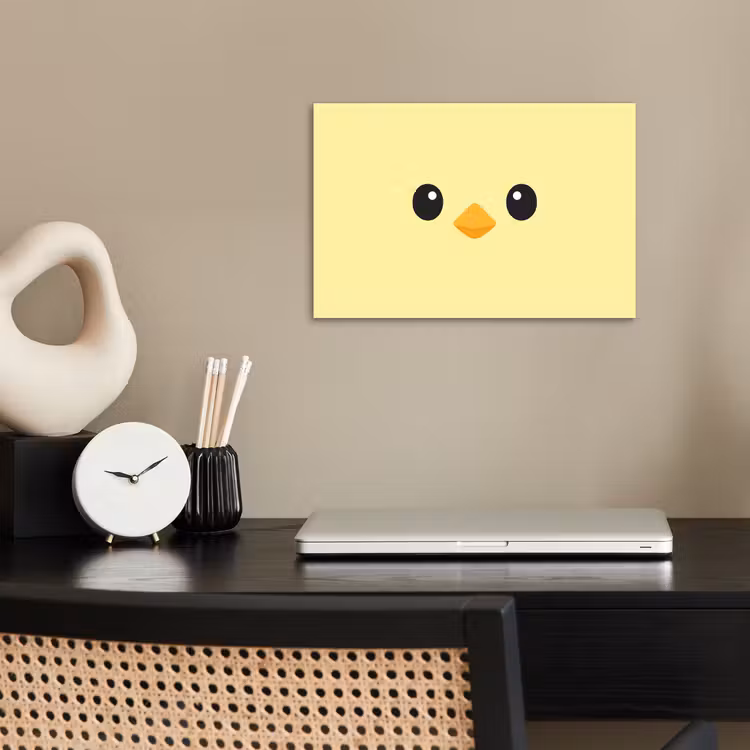 Kuiken - Vrolijk - Geel - Minimalistisch poster papier klein -sfeer1