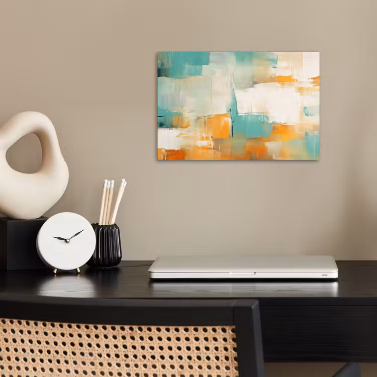 Kunst - Abstract - Blauw - Wit poster papier klein -sfeer1