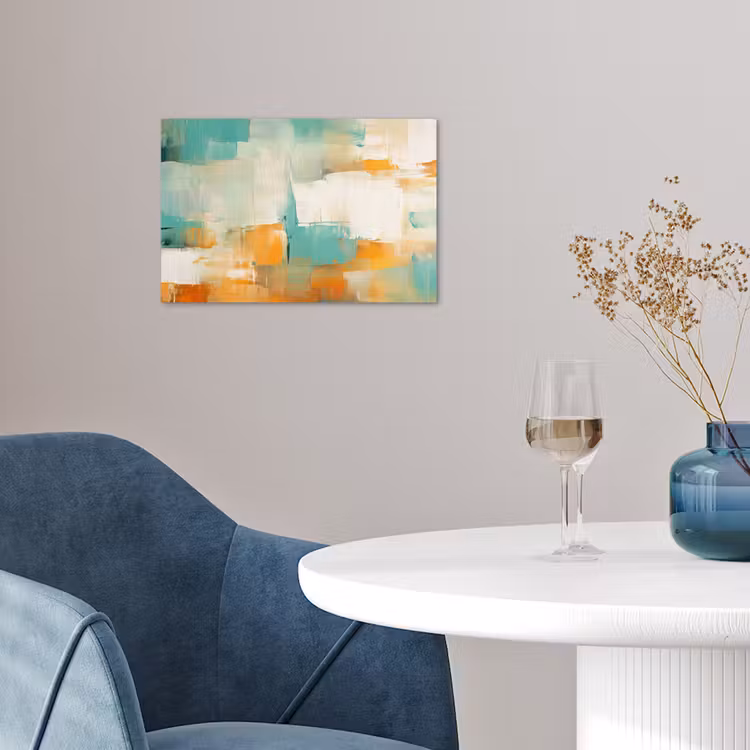 Kunst - Abstract - Blauw - Wit poster papier klein -sfeer3