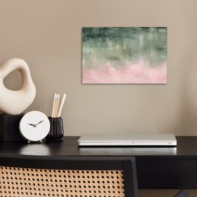 Kunst - Abstract - Modern - Groen - Roze poster papier klein -sfeer1