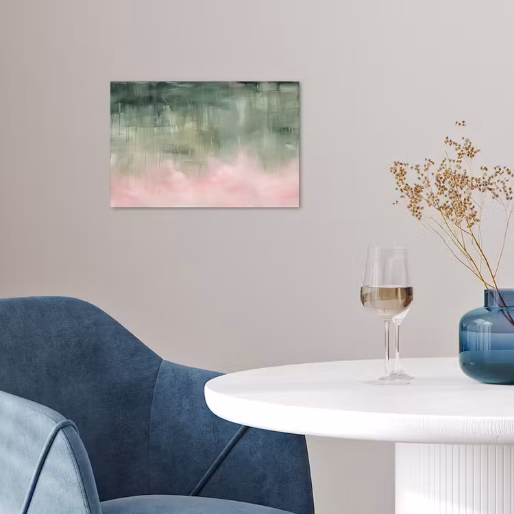 Kunst - Abstract - Modern - Groen - Roze poster papier klein -sfeer3