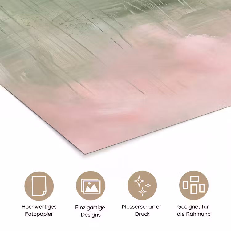 Kunst - Abstract - Modern - Groen - Roze poster papier klein -tcloseup_DE