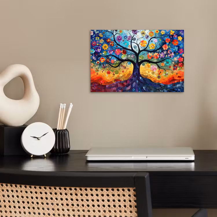 Kunst - Levensboom - Bloemen - Hippie poster papier klein -sfeer1